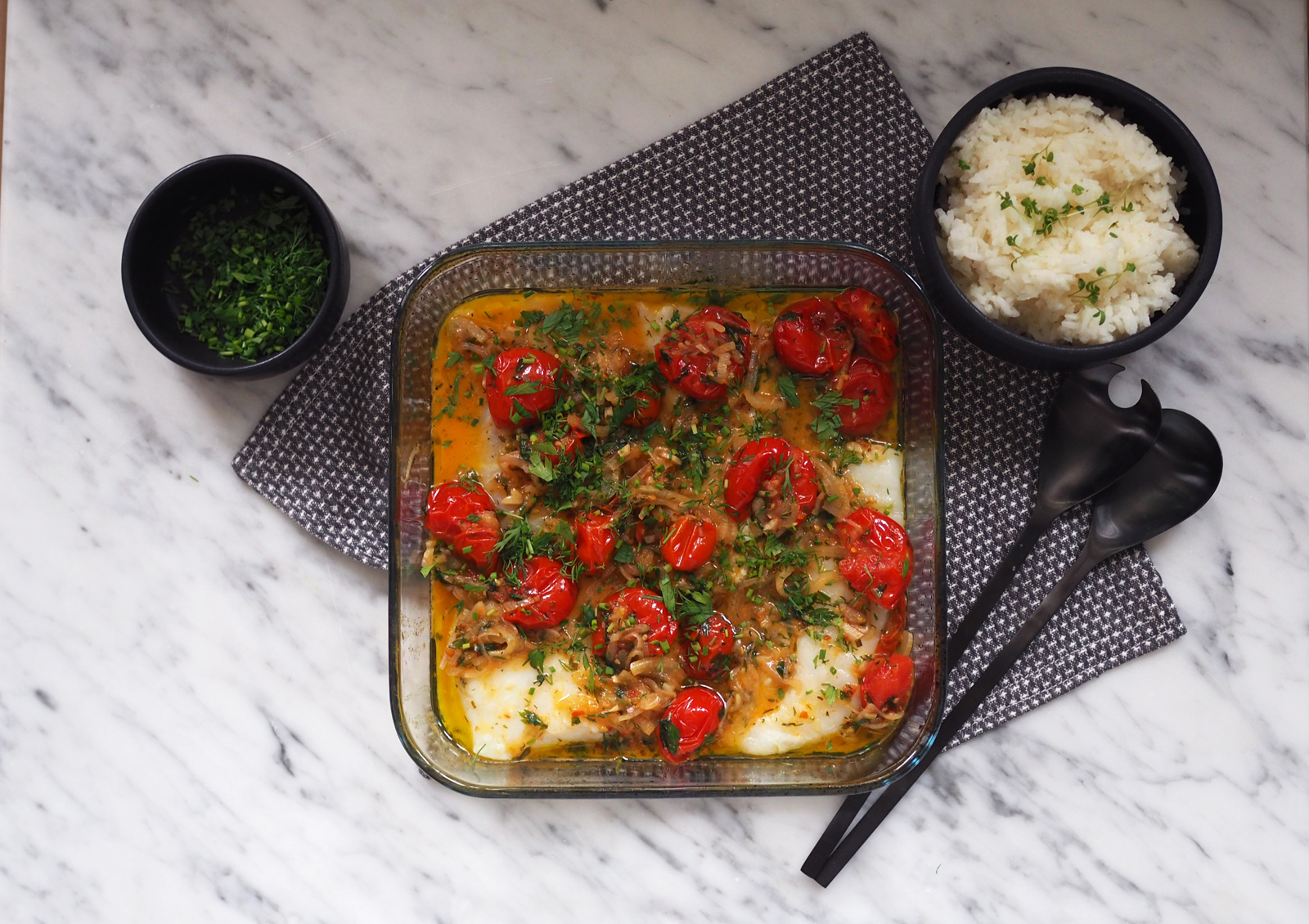 Torskepanne med tomater